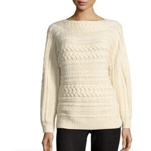 Ralph Lauren Collection Cable-Knit Dolman-Sleeve Cashmere Sweater Hand Knit M